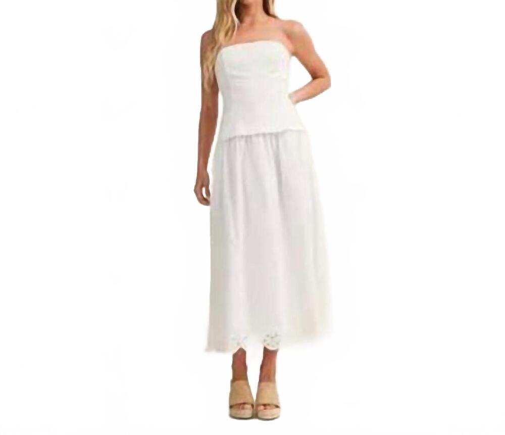 NEW MUSTARD SEED women's eyelet scallop hem dress in white